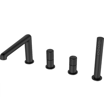 Baterie baie cada cu montaj pe cada, 4 orificii, negru mat, Laveo Baterie baie cada cu montaj pe cada, 4 orificii, negru mat, Laveo