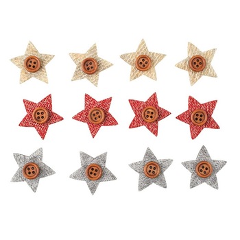 Set 12 stelute decorative, cu buton din lemn natur, 3 cm Set 12 stelute decorative, cu buton din lemn natur, 3 cm