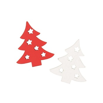 Set 16 brazi gravati din lemn vopsit - alb si rosu, 4.5 cm Set 16 brazi gravati din lemn vopsit - alb si rosu, 4.5 cm