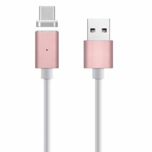 Cablu de date sau incarcare magnetic Type-C, 1m, Alb/Roz