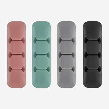 Organizator cabluri si incarcatoare cu dublu adeziv, suport cablu, silicon, multicolor, Set de 4 Organizator cabluri si incarcatoare cu dublu adeziv, suport cablu, silicon, multicolor, Set de 4
