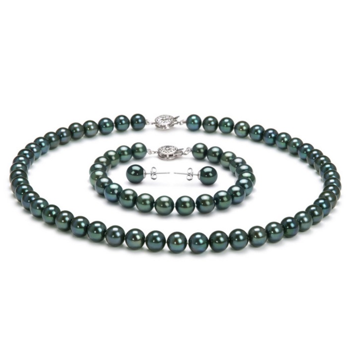 Set bijuterii Carolina cu perle negre akoya