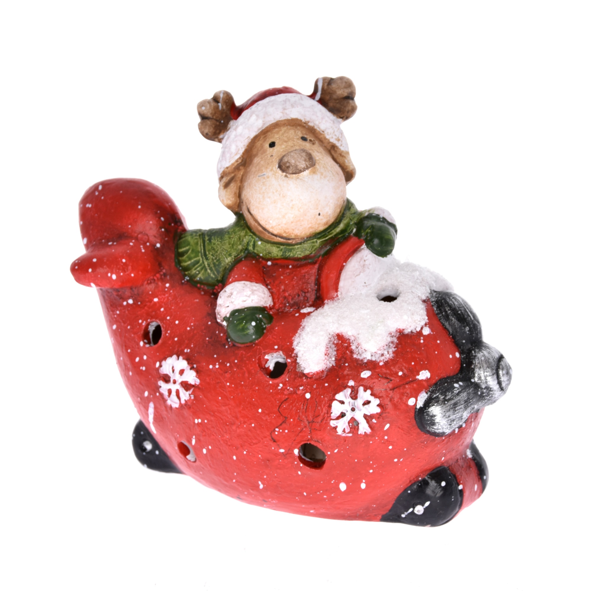 Figurina, ren cu avion, LED, 14 cm