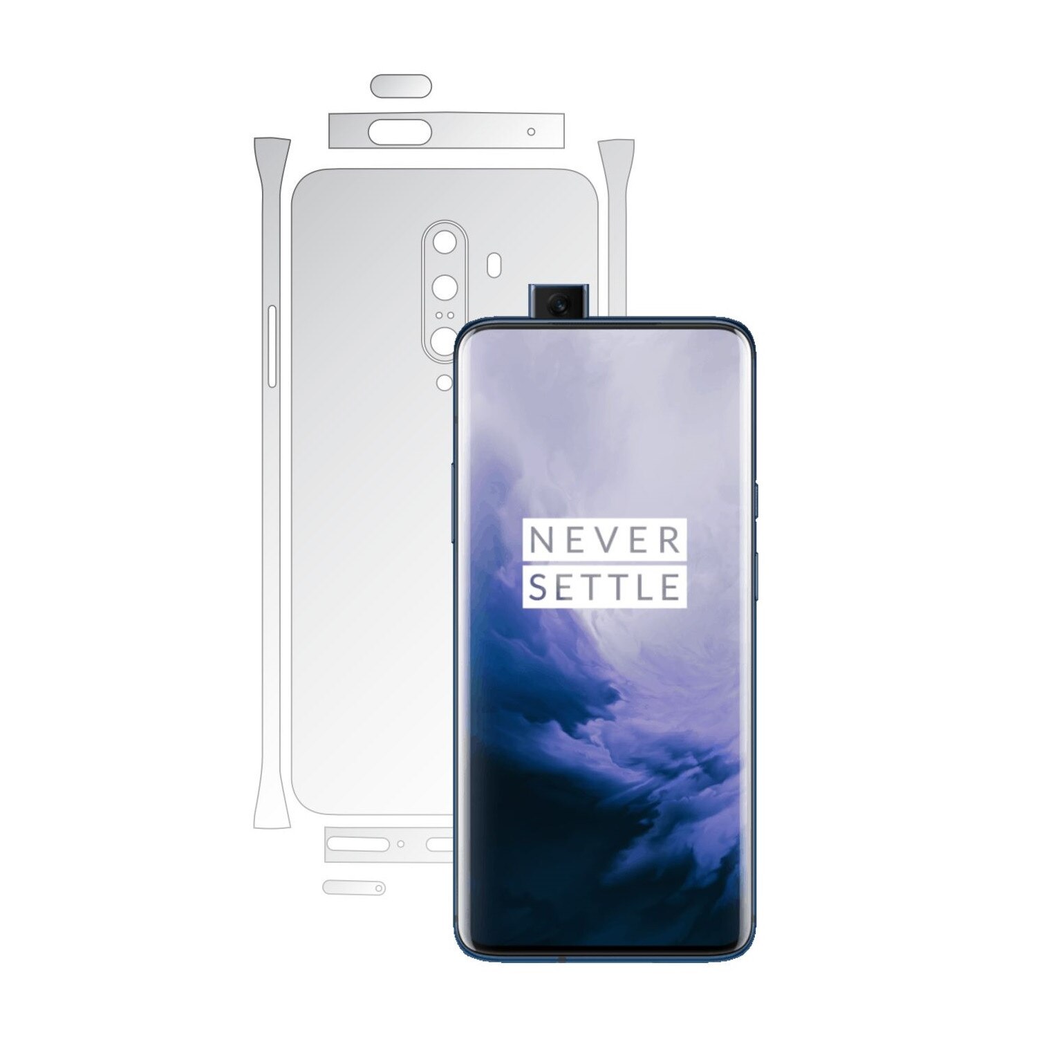 Folie Protectie Spate Invisible Skinz UHD AutoRegeneranta pentru OnePlus 7T Pro, (5G) - Folie Siliconica Ultra-Clear cu taiere Split Cut pentru Carcasa Spate si Laterale, Skin Adeziv Transparent, Edge to Edge Full Case Cover