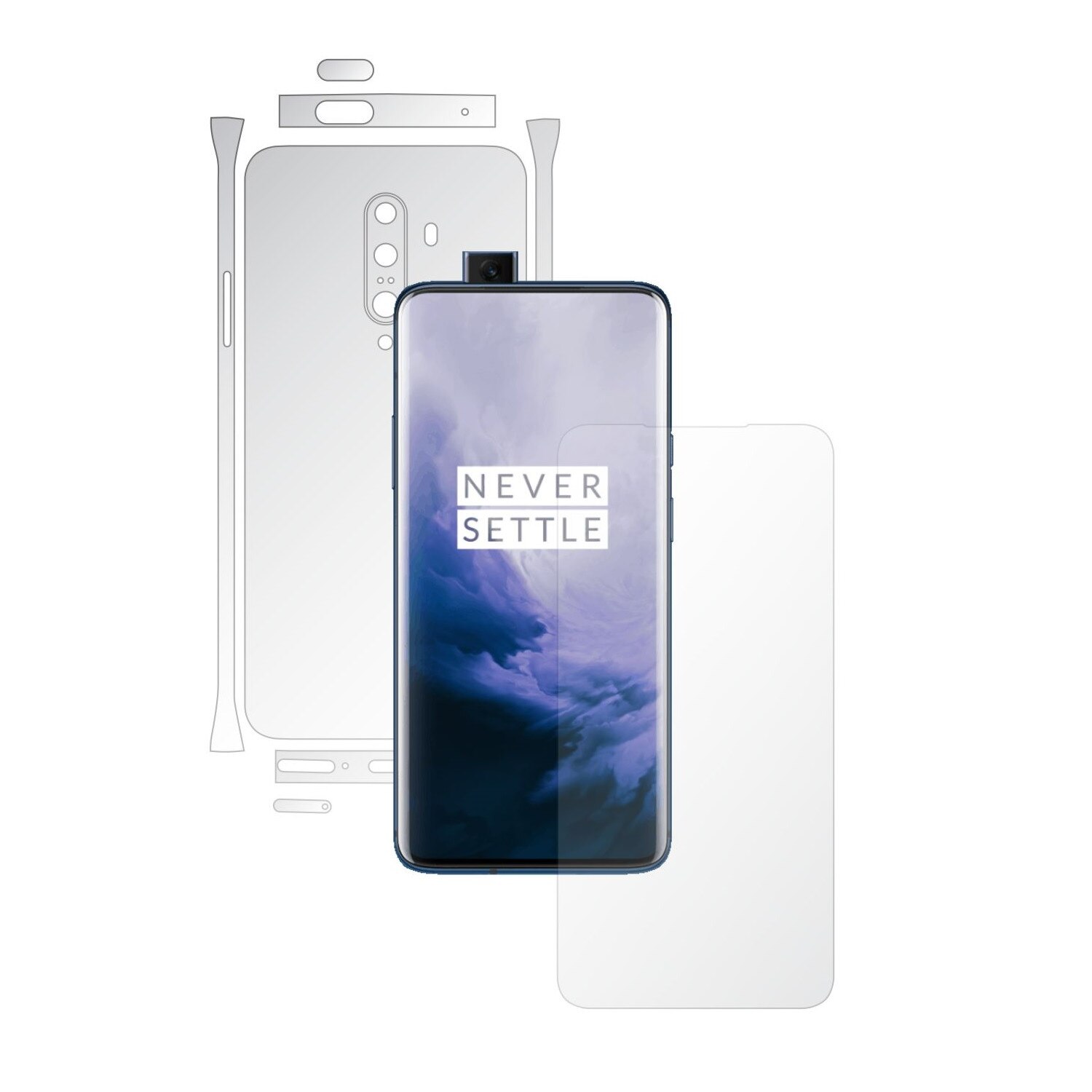 Folie Full Body Invisible Skinz HD pentru OnePlus 7T Pro, (5G) - Folie Protectie Siliconica Ultra-Clear cu taiere Split Cut pentru Ecran, Carcasa Spate si Laterale, Skin Adeziv Transparent, Edge to Edge Cover