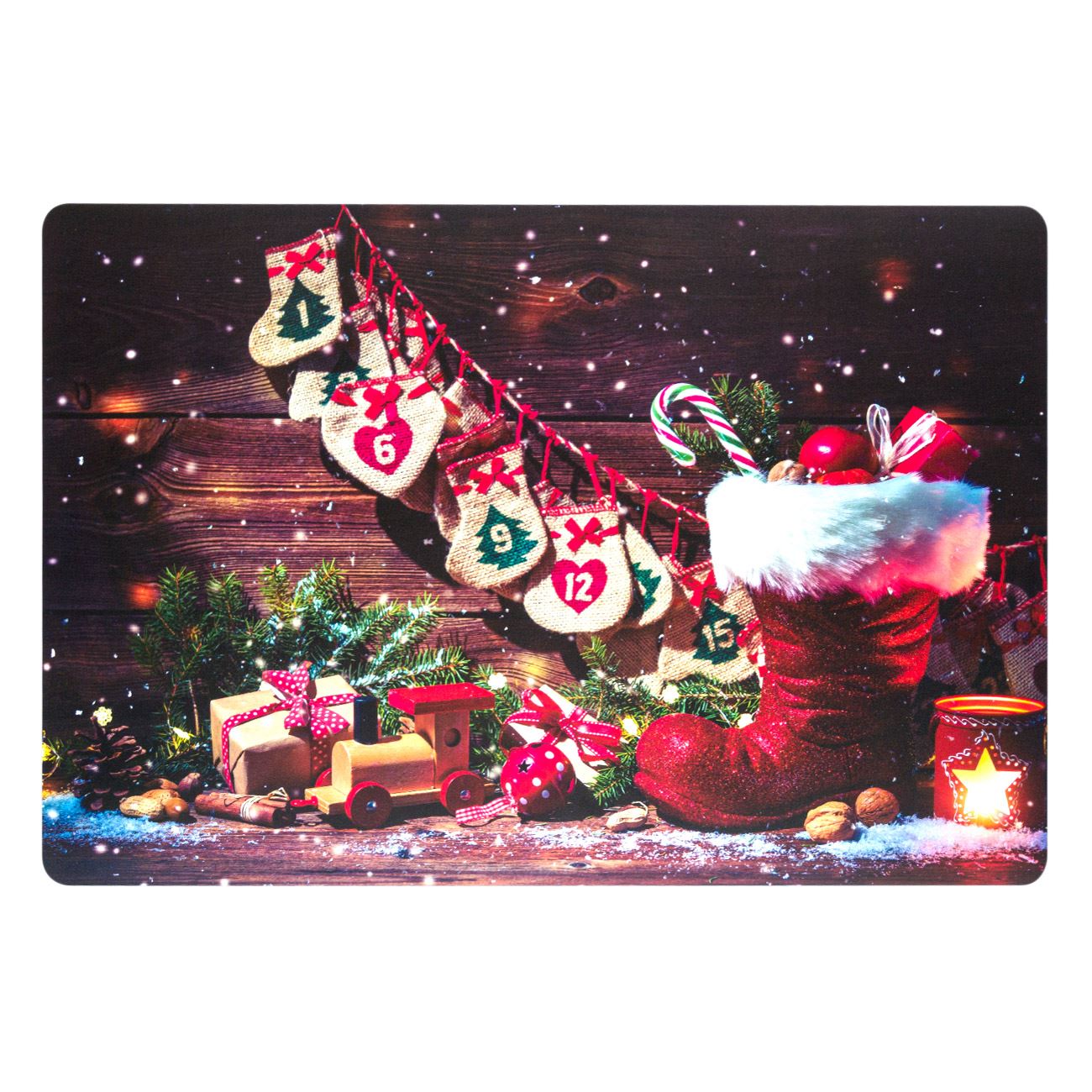 Suport Farfurii, New Line, model de Craciun cu Cizma si Cadouri, 43x28 cm, Multicolor