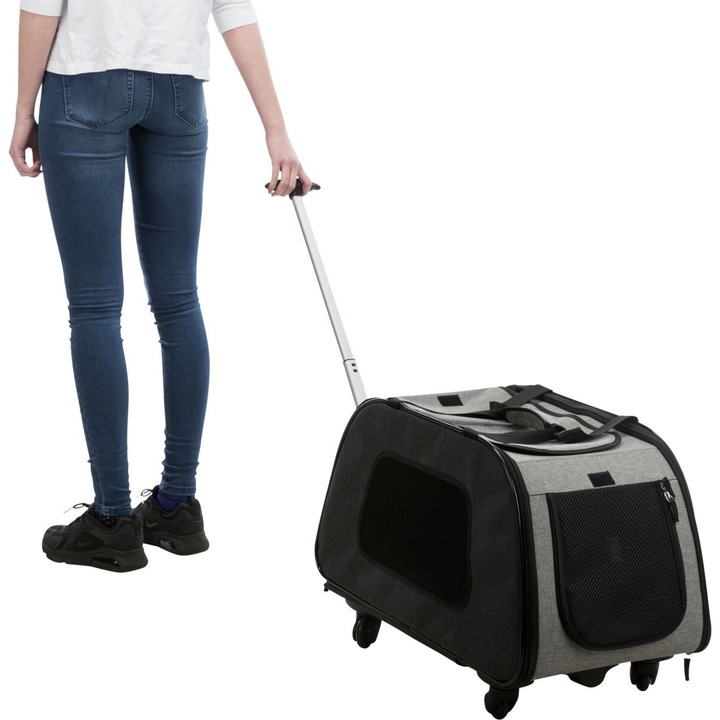 Trixie Kézikocsi Trolley 34×43×67cm fekete/szürke