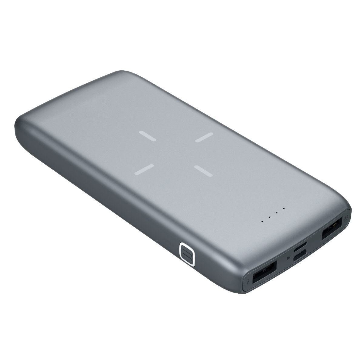 Acumulator extern Qi wireless Platinet 44244, 10000mAh, 10W, QC 3.0, Li-Polimer, USB-C, gri