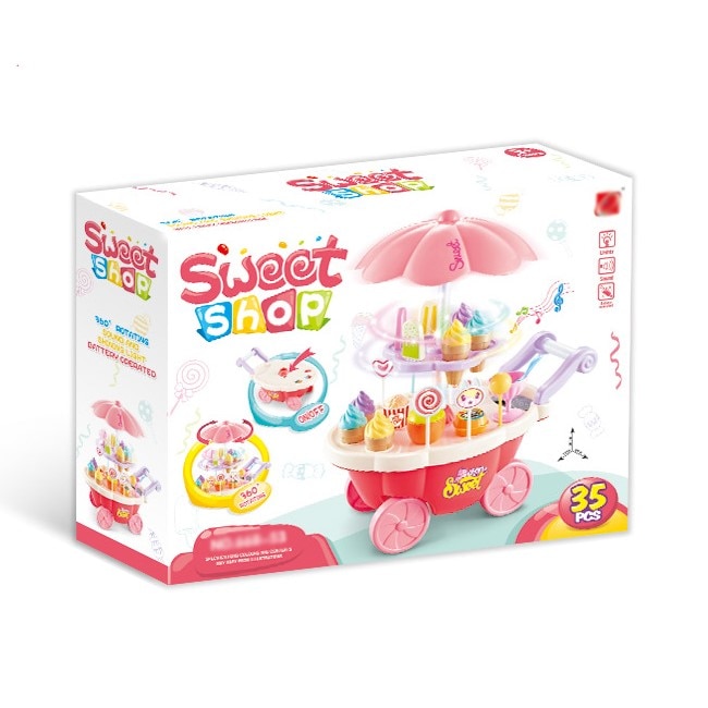 Set de joaca cofetarie,cu inghetata si dulciuri, RayaLand, 35 piese, roz