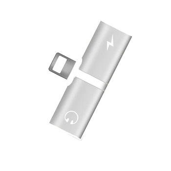 Adaptor 2 in 1 iPhone, iPad, Lightning, casti si charger, Splitter, Argintiu Adaptor 2 in 1 iPhone, iPad, Lightning, casti si charger, Splitter, Argintiu