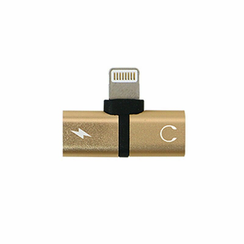 Adaptor 2 in 1 iPhone, iPad, Lightning, casti si charger, Splitter, Auriu