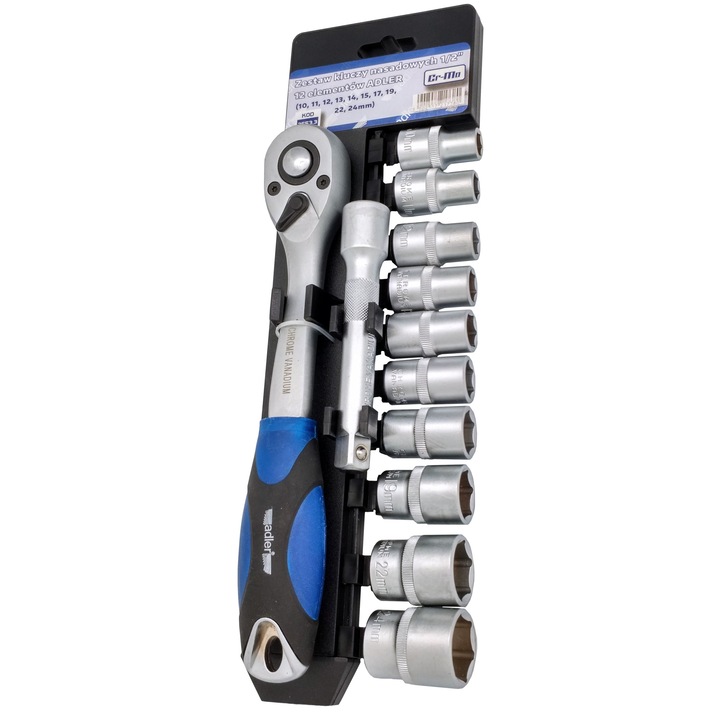 Set de chei tubulare cu clichet 12 elem. 1/2" 10-24mm ADLER MA3553.3