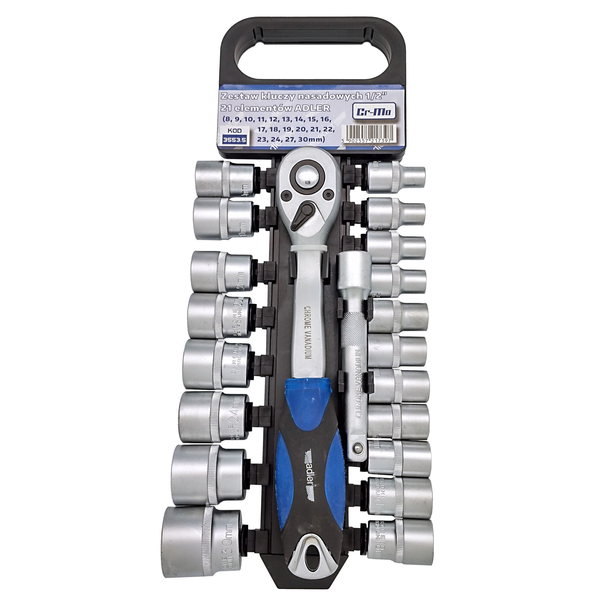 Set de chei tubulare cu clichet 21 elemente 1/2