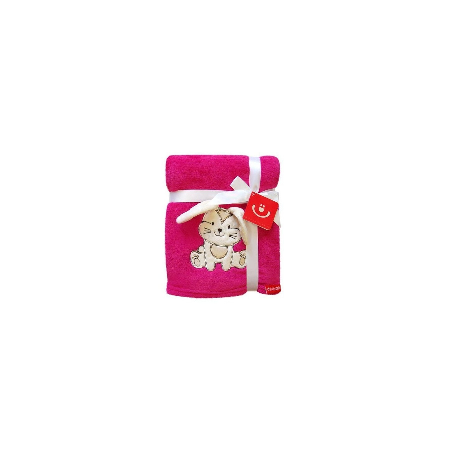 Paturica din plus, roz cu iepuras, 76x102 cm