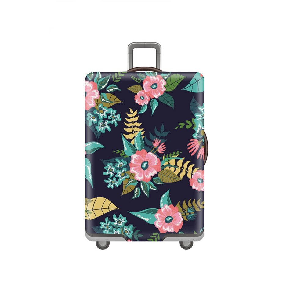 Husa protectie elastica Troler Valiza Geanta AKU, design FLOWERS, marimea M ajustabila
