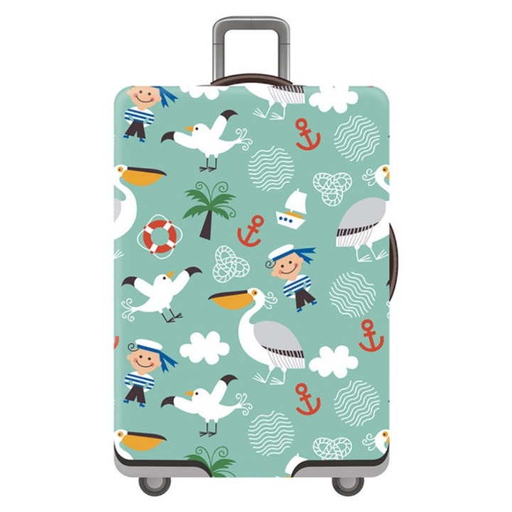 Husa protectie elastica Troler Valiza Geanta AKU, design SEAGULL, marimea L ajustabila