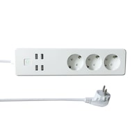 Prelungitor smart WiFi, 3 Prize, 4 x USB, 3680W, 16A, Cablu 1.8m, Alb, Smart Life APP