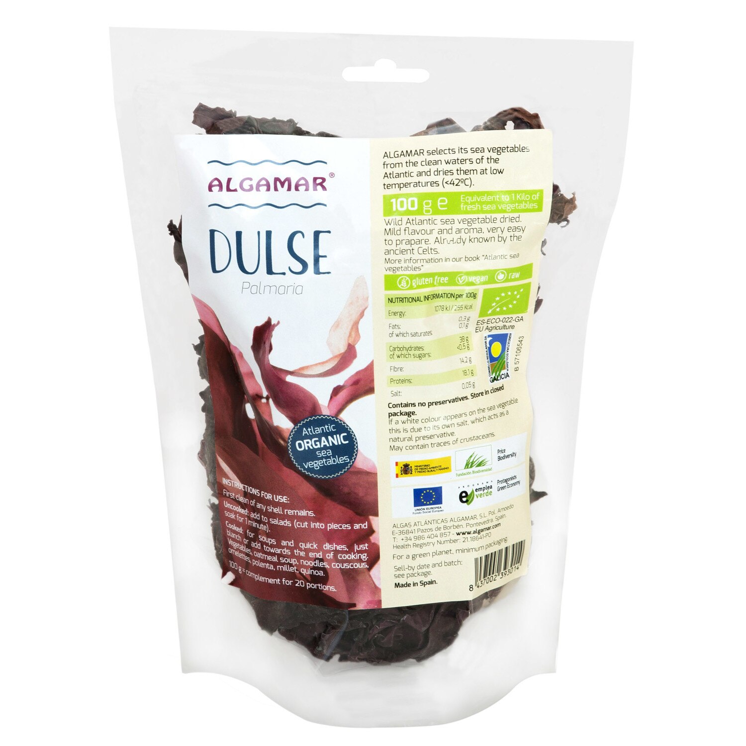 Alge marine dulse (Palmaria palmata) raw bio 100g