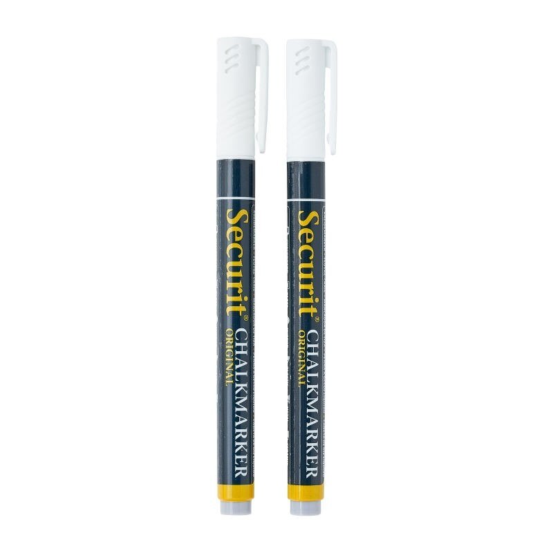 Set 2 markere creta Securit Liquid Small 1-2mm, alb