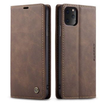 Husa iPhone 11 Pro - CaseMe, slim piele, tip portofel, stand, inchidere magnetica, textura catifelata, Maro coffee Husa iPhone 11 Pro - CaseMe, slim piele, tip portofel, stand, inchidere magnetica, textura catifelata, Maro coffee