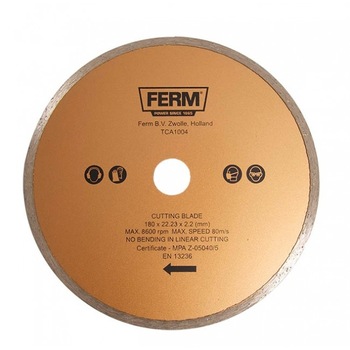Disc diamantat, 180x22.23 mm, 8600rpm, rezerva pentru TCM1010, Ferm Disc diamantat, 180x22.23 mm, 8600rpm, rezerva pentru TCM1010, Ferm