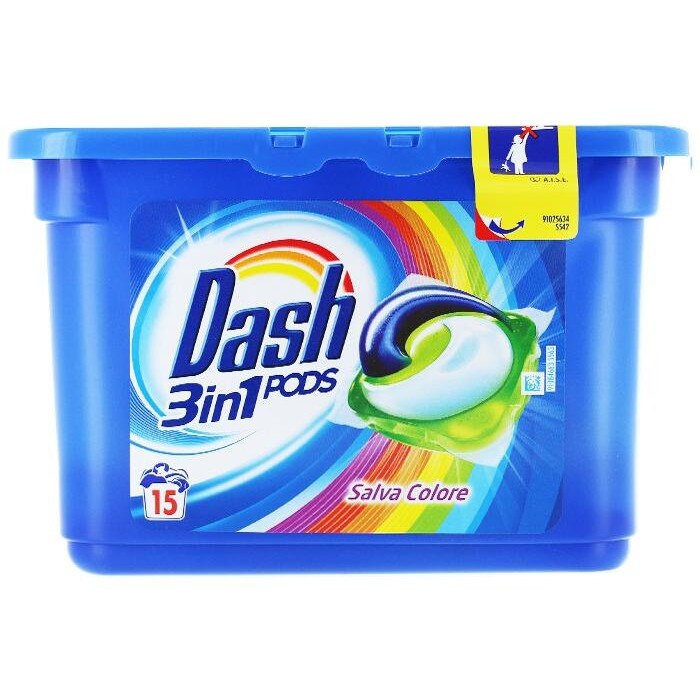 Deteregent rufe capsule Dash 3 in 1 Pods Salva Colore, 15 spalari