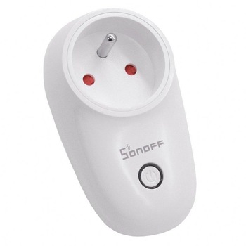 Priza inteligenta Sonoff S26E, Wireless, control de la distanta, compatibil cu stecher de tip E, alb Priza inteligenta Sonoff S26E, Wireless, control de la distanta, compatibil cu stecher de tip E, alb
