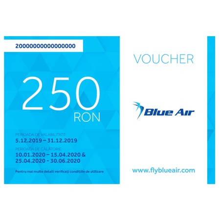 Voucher In Valoare De 250 Ron Pentru Achizitia Biletelor De Avion Blue Air Pentru Zboruri Interne Sau Externe Emag Ro