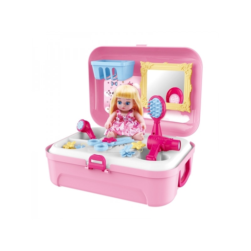 Set machiaj si infrumusetare copii AliBibi stil Ghiozdan cu papusica