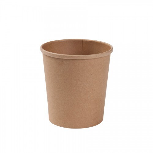 Boluri biodegradabile supa, premium, maro, carton cu PLA, 400ml/16oz, set 25 buc