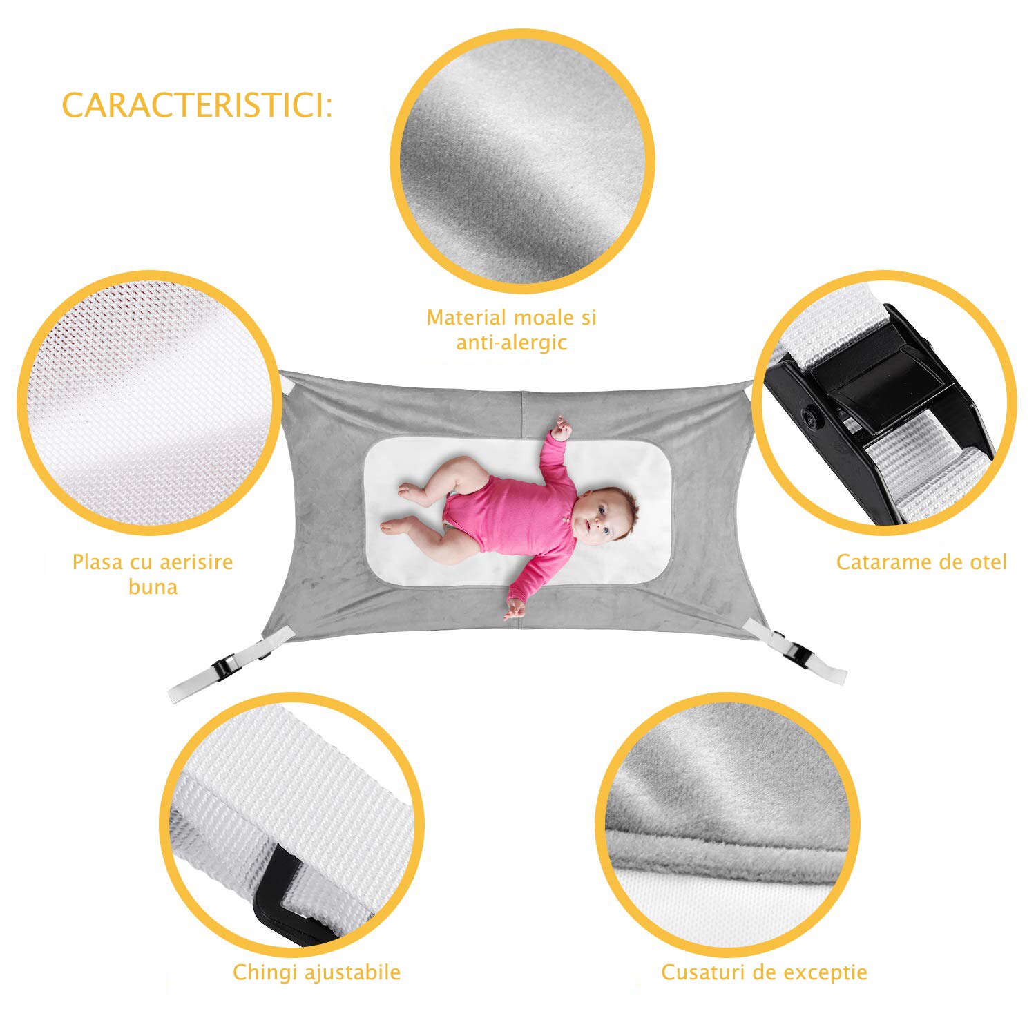 Hamac Pentru Paturi De Bebelusi Aexya Gri 87 X 51 Cm Emag Ro