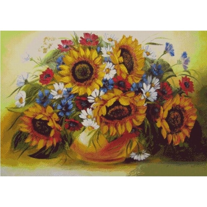 Set goblen, Vaza cu floarea soarelui, diagrame A4