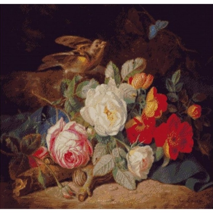 Set goblen, Pasare si flori, diagrame A4