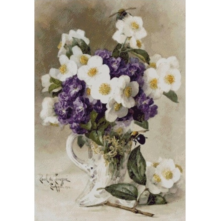 Set goblen, Vaza cu flori de Paul Delongpre, diagrame A4
