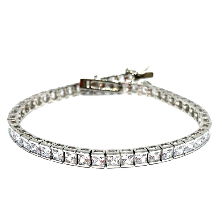 Bratara tennis din argint rodiat, zirconiu alb, Dinuzete
