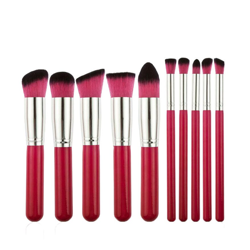 Set de 10 Pensule Profesionale pentru machiaj, Fuchsia Dream