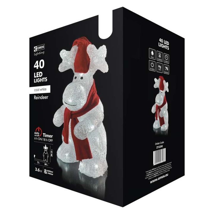 Коледен LED елен, 40 LED, 34.5 см, EMOS