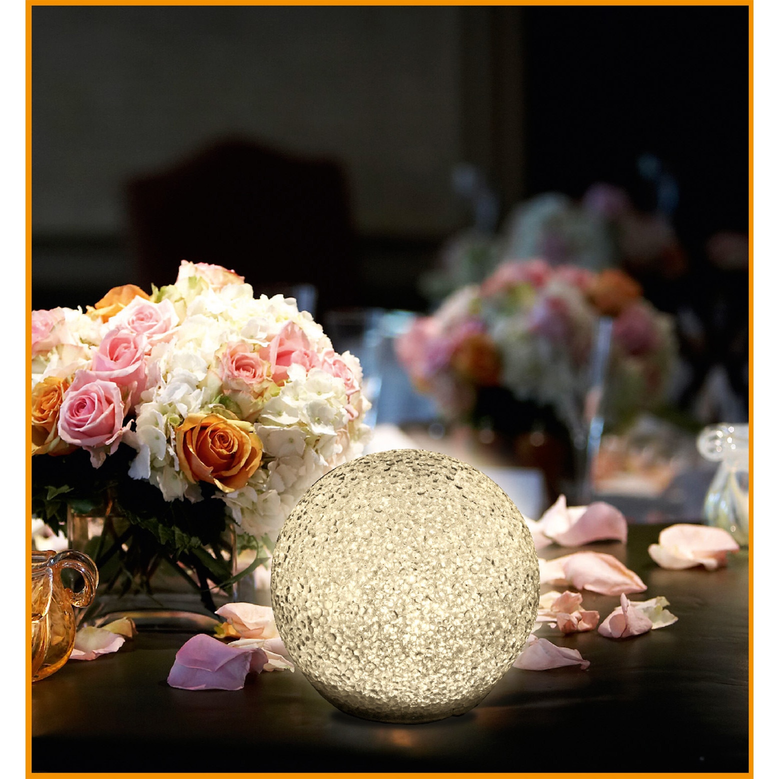 Decoratiune de Craciun, tip glob, decor din sticla, cu leduri stralucitoare, lumina alba, calda, material flexibil EVA, diametrul de 12 cm, Heber