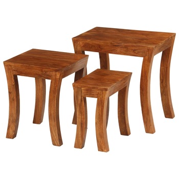 Set de 3 mese laterale, vidaXL, Lemn masiv, Maro, 50 x 35 x 50 cm Set de 3 mese laterale, vidaXL, Lemn masiv, Maro, 50 x 35 x 50 cm