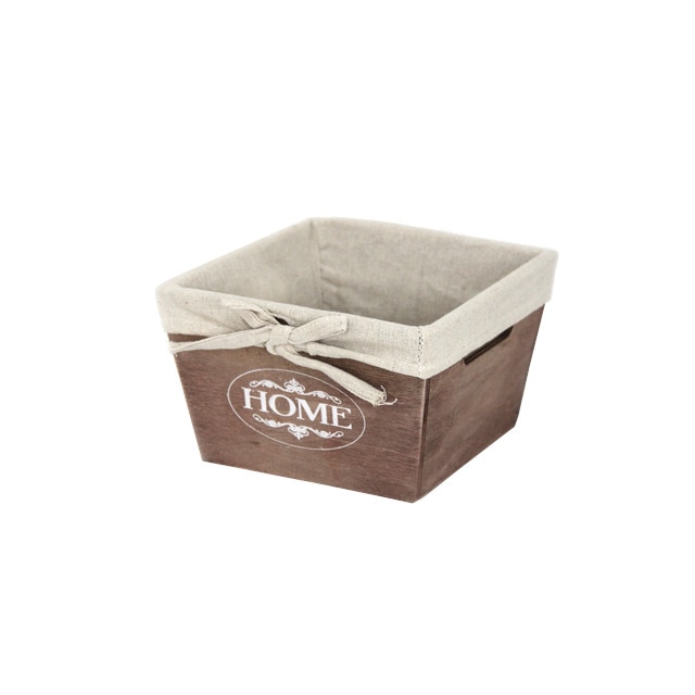 Cos decorativ lemn textil pentru depozitare RAKI 23x23x14cm maro