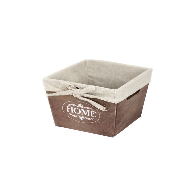 Cos decorativ lemn textil pentru depozitare RAKI 17x17x11cm maro