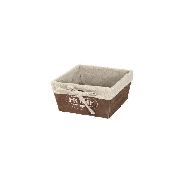 Cos decorativ lemn textil pentru depozitare RAKI 19x19x9,5cm maro