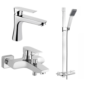 Set FERRO SQUARE & QUADRO 3in1: Baterie cada-dus + Baterie lavoar + Set de dus QUADRO cu 1-functie: ploaie Set FERRO SQUARE & QUADRO 3in1: Baterie cada-dus + Baterie lavoar + Set de dus QUADRO cu 1-functie: ploaie