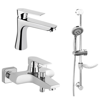 Set FERRO SQUARE & EVO 3in1: Baterie cada-dus + Baterie lavoar + Set de dus EVO cu 5-functii: ploaie, masaj, mix, usor, ceata Set FERRO SQUARE & EVO 3in1: Baterie cada-dus + Baterie lavoar + Set de dus EVO cu 5-functii: ploaie, masaj, mix, usor, ceata