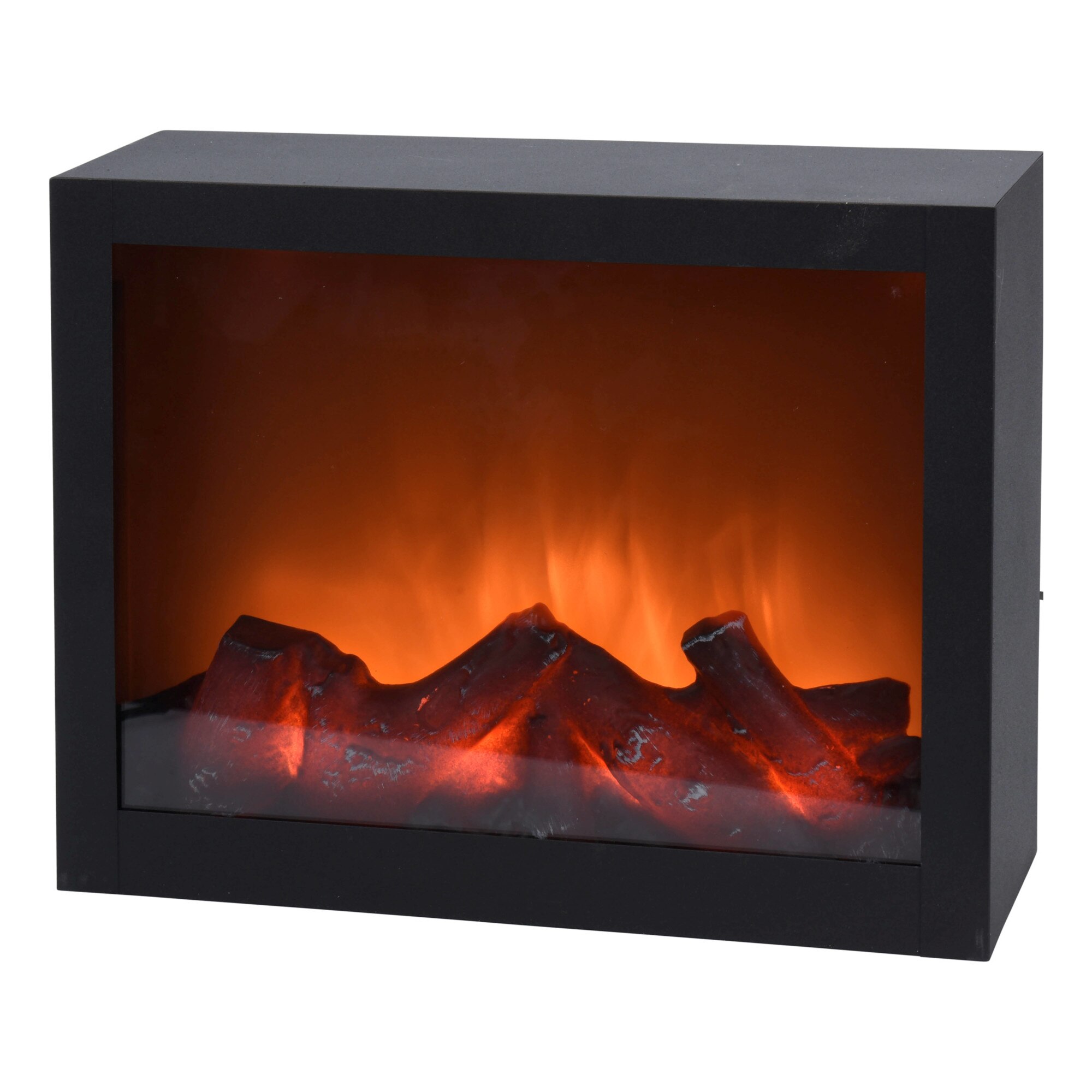 Decoratiune Craciun Semineu metalic dreptunghiular, cu LED, 29 cm