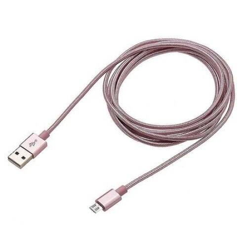Cablu de date Micro USB pentru Samsung, Huawei, HTC, Allview cu conector micro USB, lungime 3 m, Roz