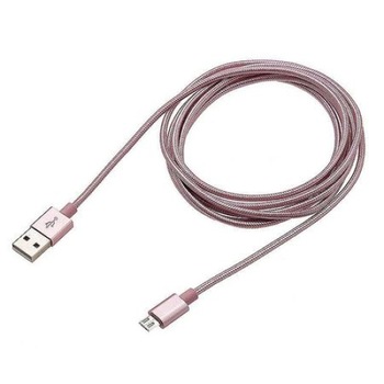 Cablu de date Micro USB pentru Samsung, Huawei, HTC, Allview cu conector micro USB, lungime 3 m, Roz Cablu de date Micro USB pentru Samsung, Huawei, HTC, Allview cu conector micro USB, lungime 3 m, Roz