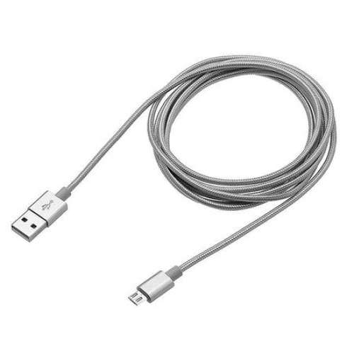 Cablu de date Micro USB pentru Samsung, Huawei, HTC, Allview cu conector micro USB, lungime 3 m, Gri