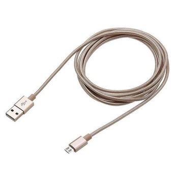 Cablu de date Micro USB pentru Samsung, Huawei, HTC, Allview cu conector micro USB, lungime 3 m, Auriu Cablu de date Micro USB pentru Samsung, Huawei, HTC, Allview cu conector micro USB, lungime 3 m, Auriu