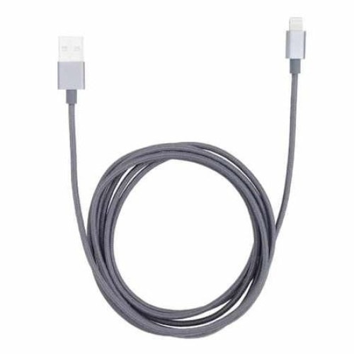Cablu de date sau incarcare pentru iPhone, iPod, iPad, 3M, textil, Gri